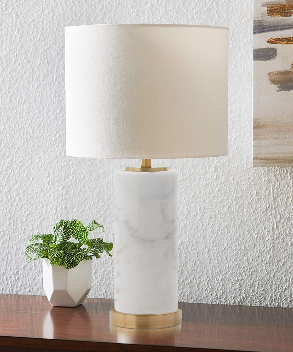 28"H C&C Glass Marble Table Lamp with White Linen Shade