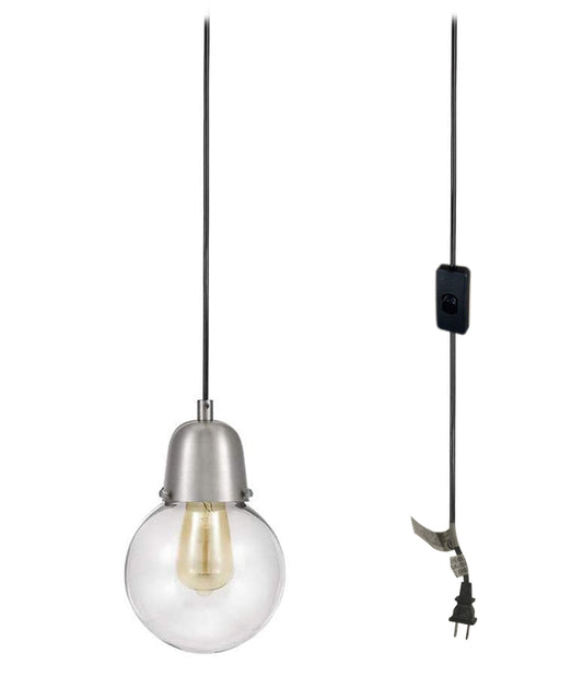 6"W Plug-In Hanging Pendant Brushed Nickel Finish